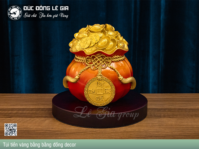 Túi tiền vàng bằng bằng đồng decor