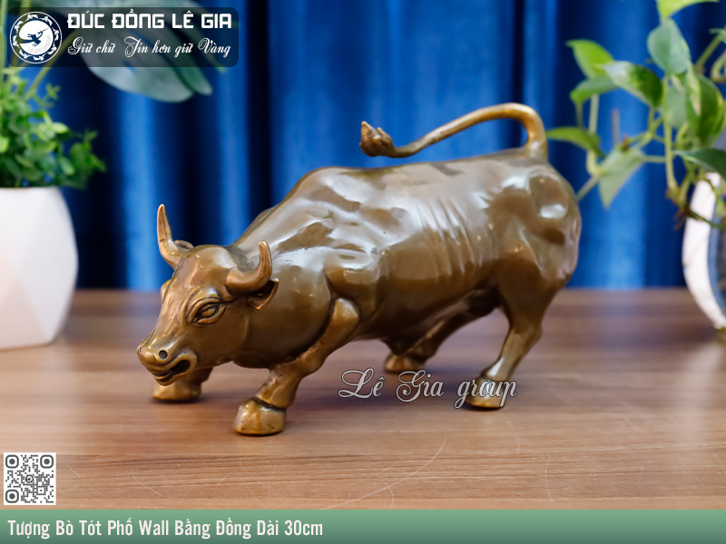 Tượng Bò Tót Phố Wall Bằng Đồng Dài 30cm