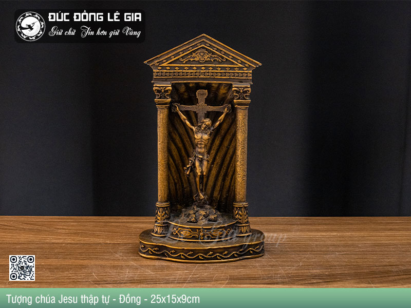 Tượng chúa Jesu thập tự - Đồng - 25x15x9