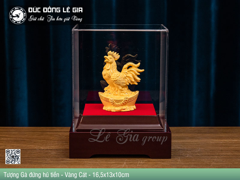 Tượng Gà hũ tiền Mạ Vàng  - 16,5x13x10