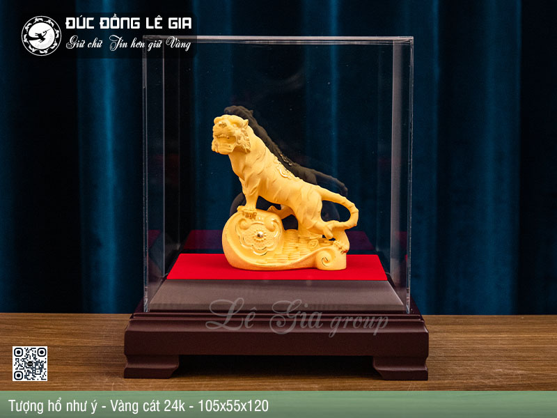 Tượng hổ như ý - Vàng cát - 105x55x120