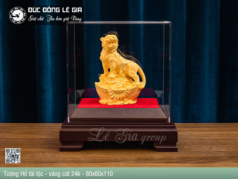 Tượng Hổ tài lộc - vàng cát - 80x60x110