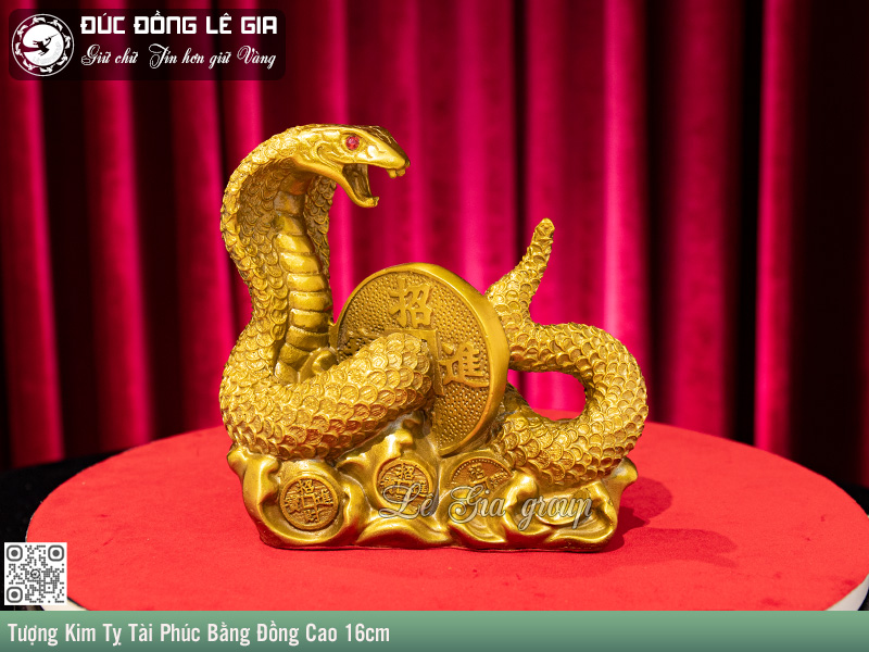 Tượng Rắn - Kim Tỵ Tài Phúc Bằng Đồng Cao 16cm