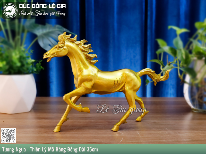 Tượng Ngựa - Thiên Lý Mã Bằng Đồng Dài 35cm
