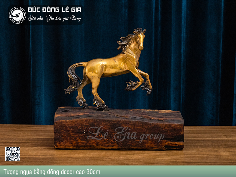 Tượng ngựa bằng đồng decor cao 30cm