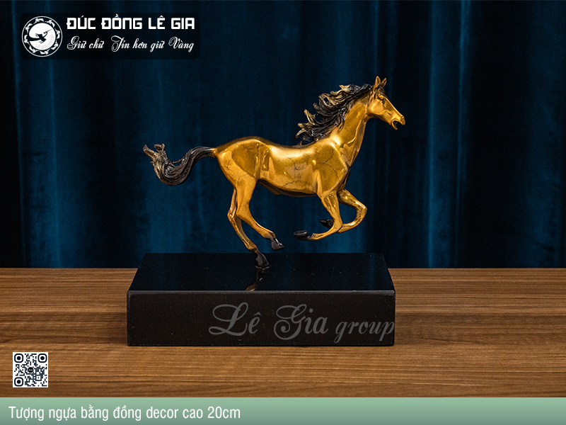 Tượng ngựa bằng đồng decor cao 20cm