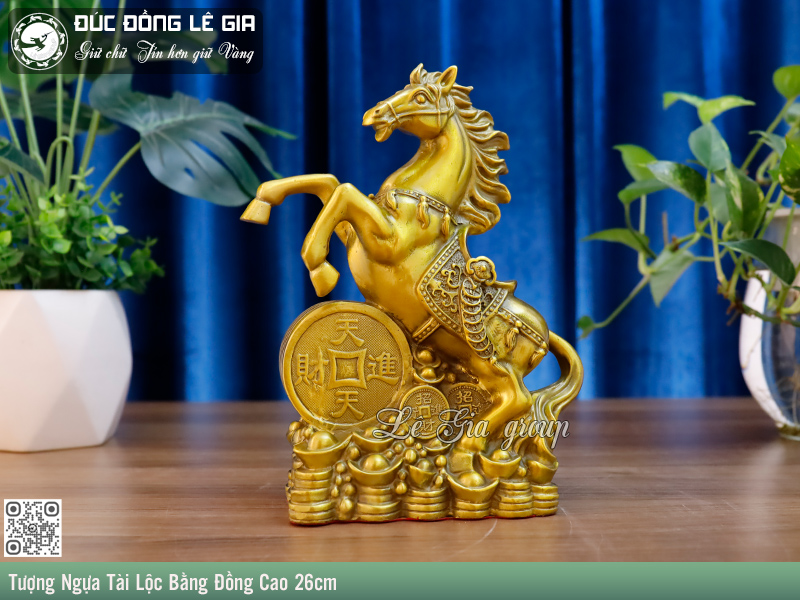 Tượng Ngựa Tài Lộc Bằng Đồng Cao 26cm
