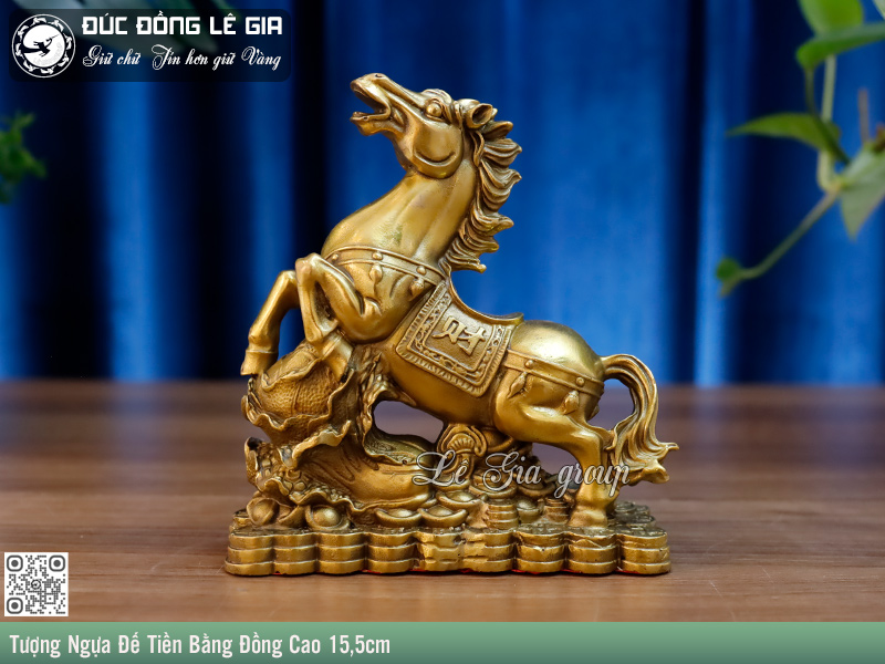Tượng Ngựa Đế Tiền Bằng Đồng Cao 15,5cm