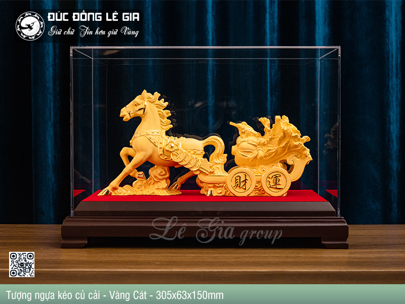 Ảnh Tượng ngựa kéo xe tài lộc mạ vàng cát