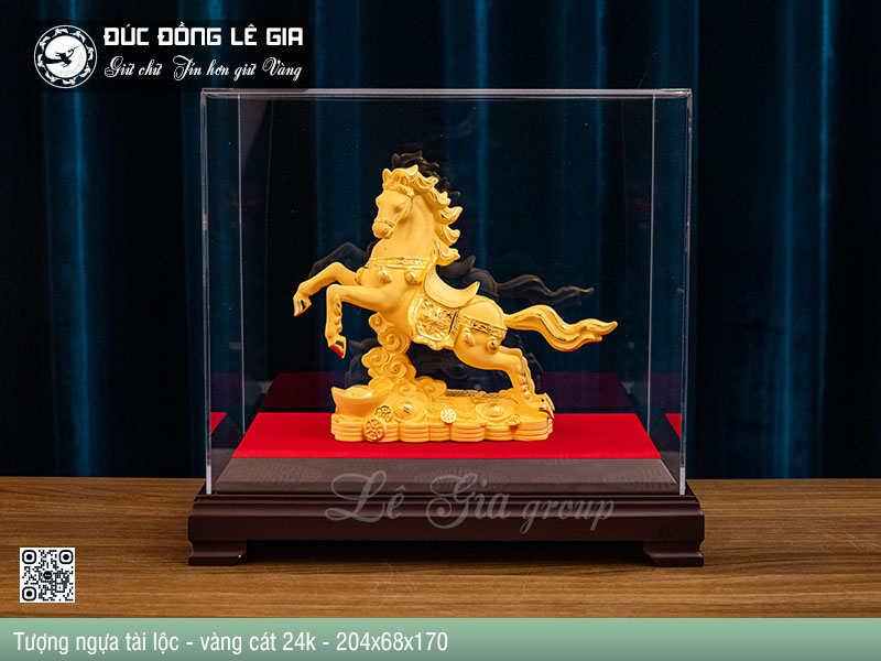 Ảnh Tượng ngựa tài lộc mạ vàng cát - 204x68x170