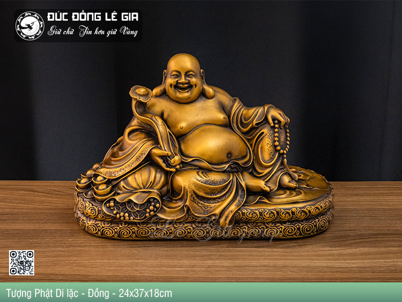 Tượng Phật Di lặc - Đồng - 24x37x18
