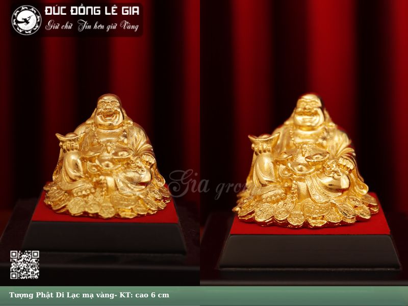 Tượng Phật Di Lặc mạ vàng 24k- Cao 10 cm