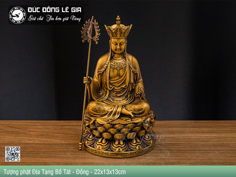 Tượng phật Địa Tạng Bồ Tát - Đồng - 22x13x13