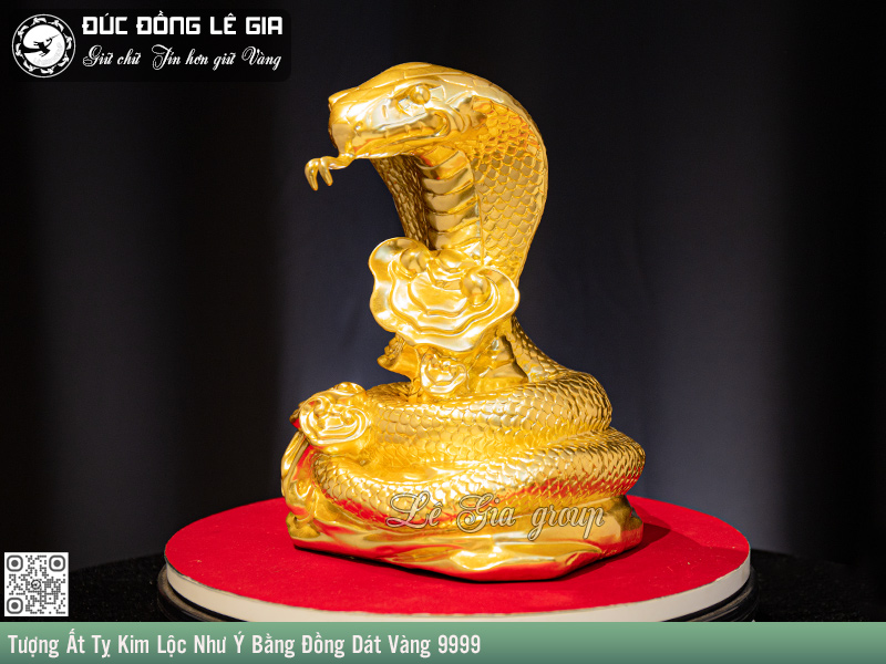 Ảnh Tượng Rắn - Ất Tỵ Kim Lộc Như Ý Bằng Đồng Dát Vàng 9999