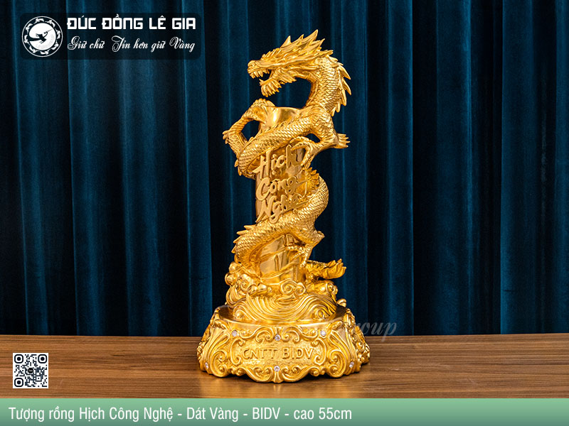 Tượng rồng Hịch Công Nghệ - Dát Vàng - BIDV - cao 55