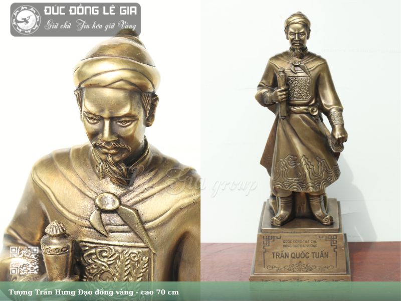 Tượng Trần Hưng Đạo đúc đồng vàng cao 70cm – Biểu tượng của khí phách Đại Việt
