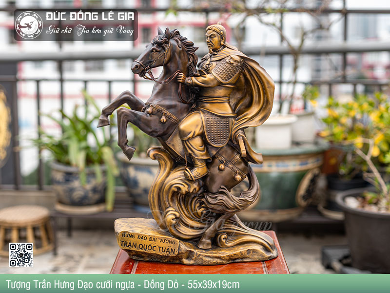Tượng Trần Hưng Đạo cưỡi ngựa Bằng Đồng - 55x39x19