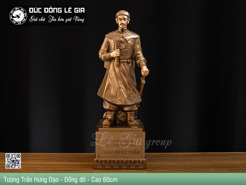 Tượng Trần Hưng Đạo Bằng Đồng đỏ - Cao 60cm
