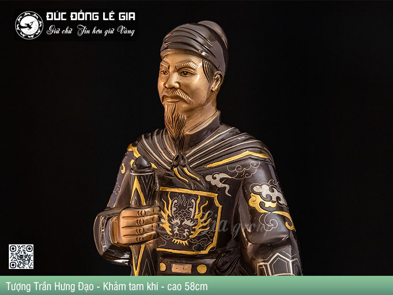 Tượng Trần Hưng Đạo - Khảm tam khí - cao 58x18x20