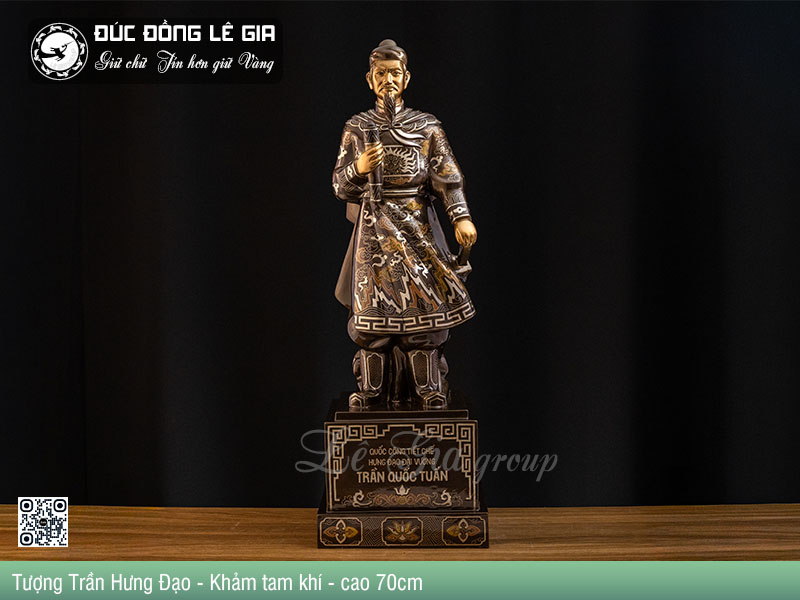 Tượng Trần Hưng Đạo - Khảm tam khí - Cao 70x24x27