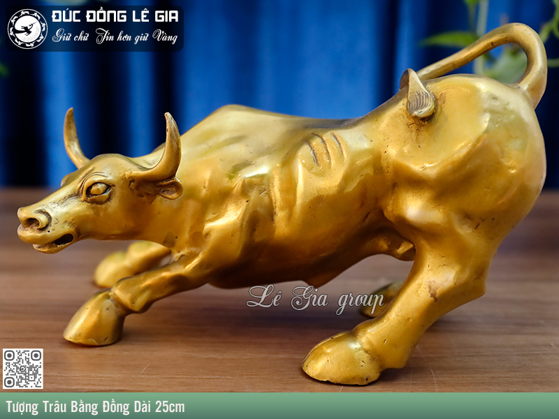 Tượng Trâu Bằng Đồng Dài 25cm