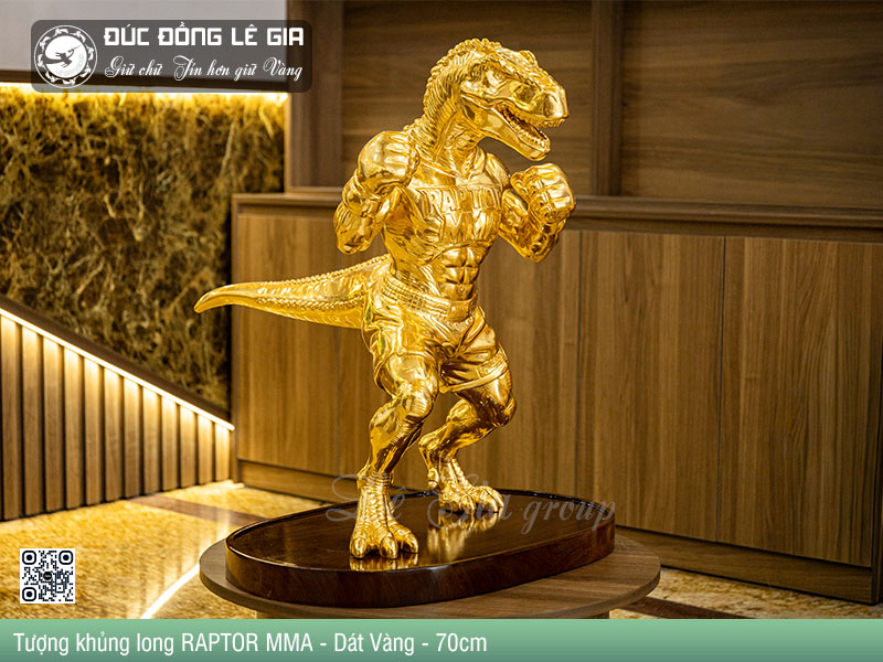 Tượng khủng long RAPTOR MMA - Dát Vàng - 70cm