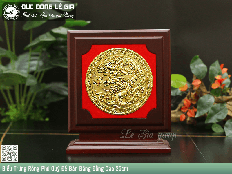 Biểu Trưng Rồng Phú Quý Để Bàn bằng đồng Lê Gia