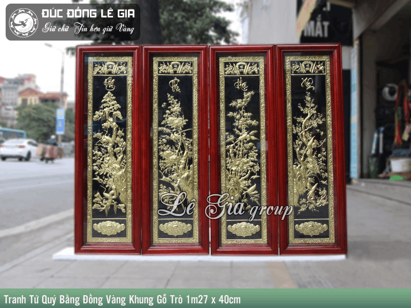 Tranh Tứ Quý Tùng Cúc Trúc Mai bằng đồng