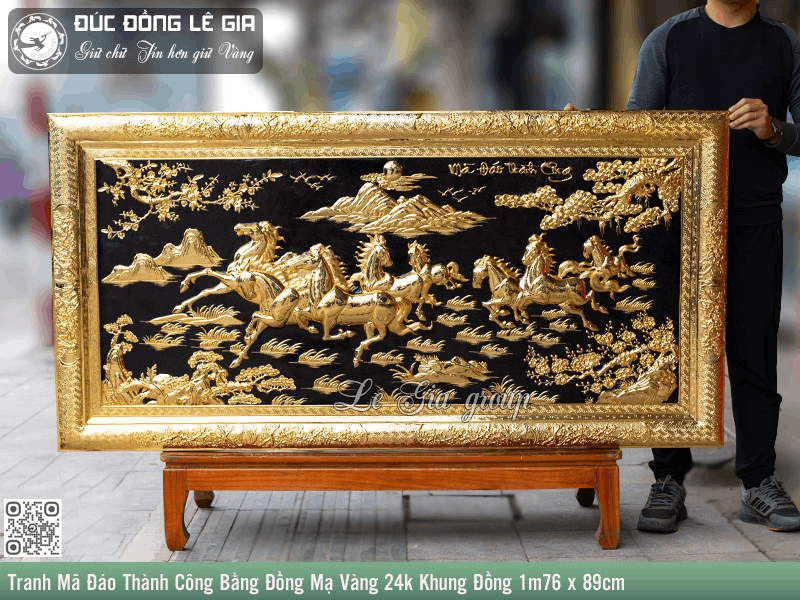 Tranh đồng Mã Đáo Thành Công mạ vàng