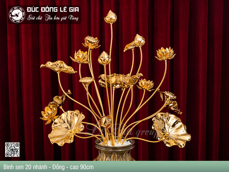 Chậu hoa sen mạ vàng 24k để bàn