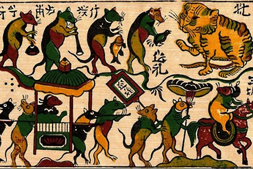 tranh-dong-ho-dam-cuoi-chuot