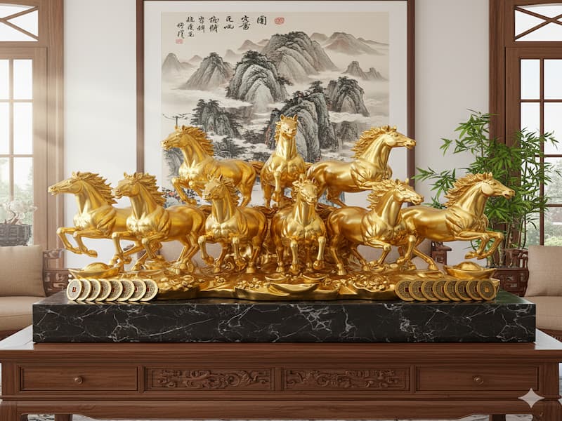 Ý Nghĩa Tượng Bát Mã Mạ Vàng 24K: Biểu Tượng Của Sự Thịnh Vượng Và Sức Mạnh Đồng Lòng