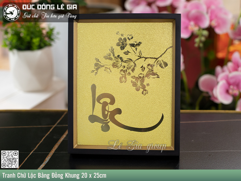 Tranh chữ Lộc bằng đồng ấn tượng với ánh vàng lấp lánh