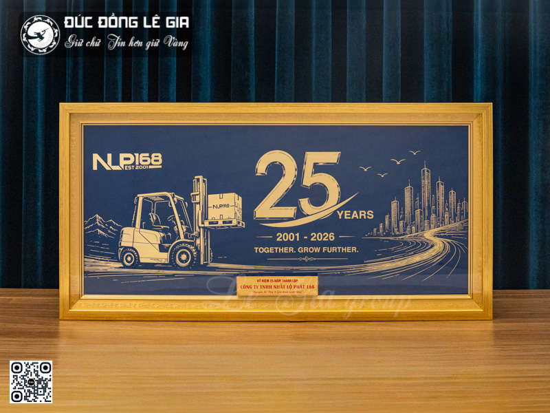 Tranh kỉ niệm NLP168 chế tác theo yêu cầu - Đồng - 80x40cm