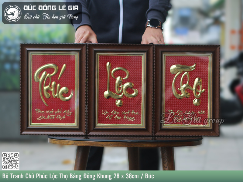 Bộ tranh chữ Phúc - Lộc - Thọ thúc nổi tinh xảo