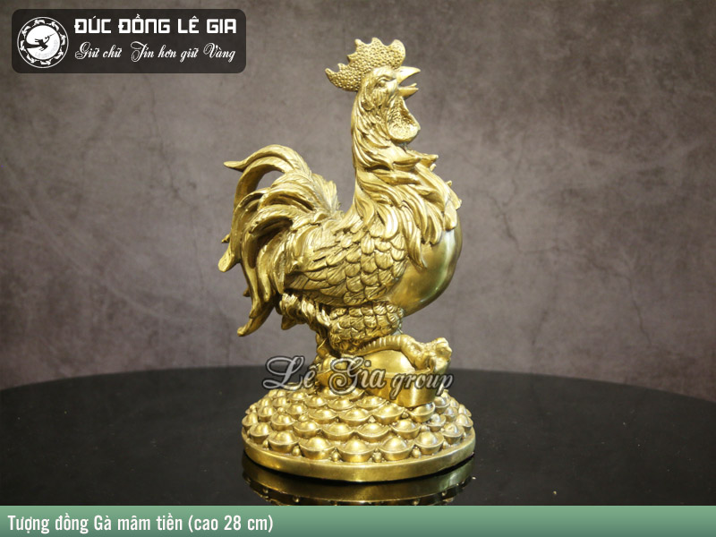 Tượng Gà mâm tiền - Tượng phong thủy tặng sếp tuổi Sửu, Thìn, Tỵ