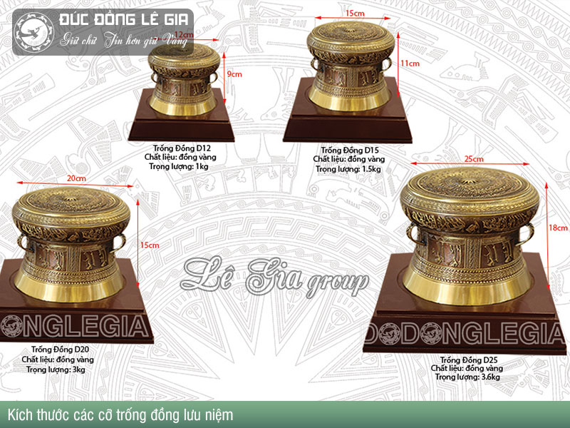 Báo giá trống đồng lưu niệm (Màu mộc)- Mua trống đồng quà tặng sếp, đối tác, khách nước ngoài