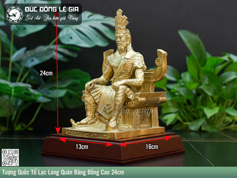 Tượng Quốc Tổ Lạc Long Quân Bằng Đồng Cao 24cm