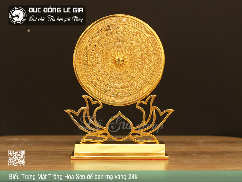 Biểu Trưng Mặt Trống lưu niệm mạ vàng 24k - Đủ kích thước
