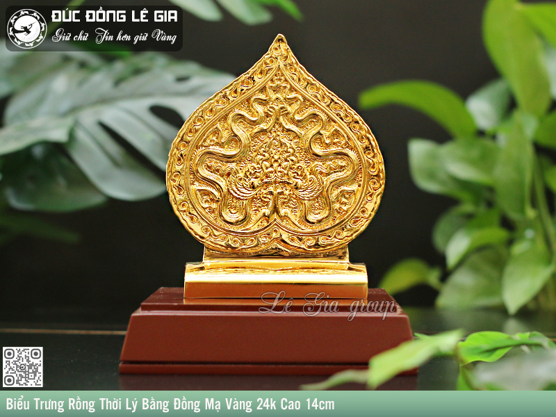 Biểu Trưng Rồng Thời Lý Bằng Đồng Mạ Vàng 24k Cao 14cm