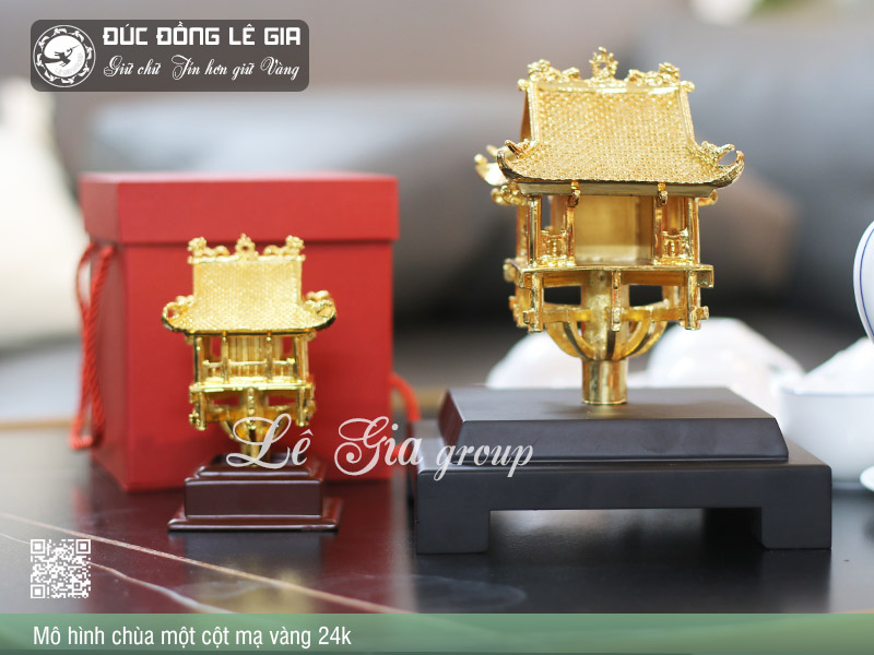 Ảnh Chùa Một Cột Mạ Vàng 24k- Quà tặng nước ngoài