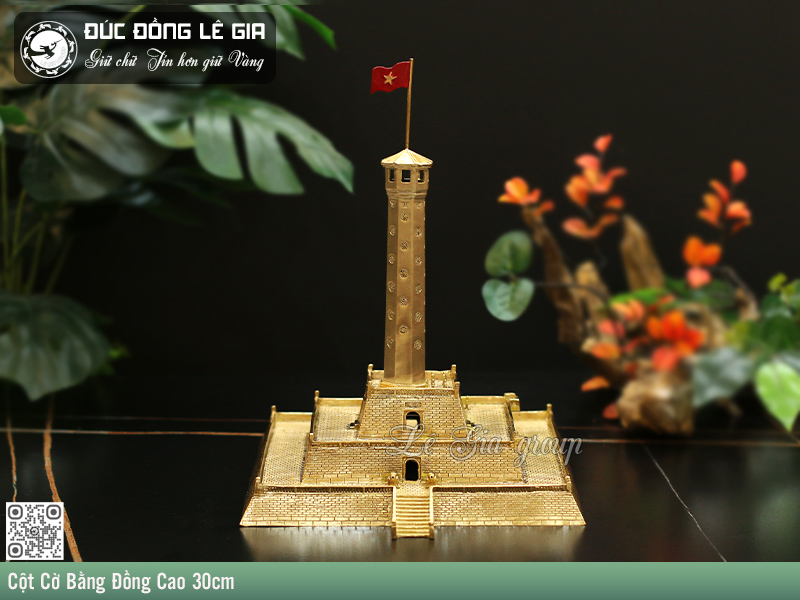 Mô Hình Cột Cờ Bằng Đồng Cao 30cm