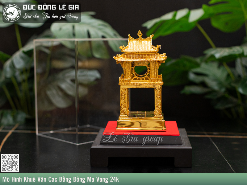 Ảnh Mô Hình Khuê Văn Các Bằng Đồng Mạ Vàng 24k