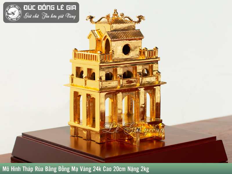 Ảnh Mô Hình Tháp Rùa mạ vàng 24k cao 20cm