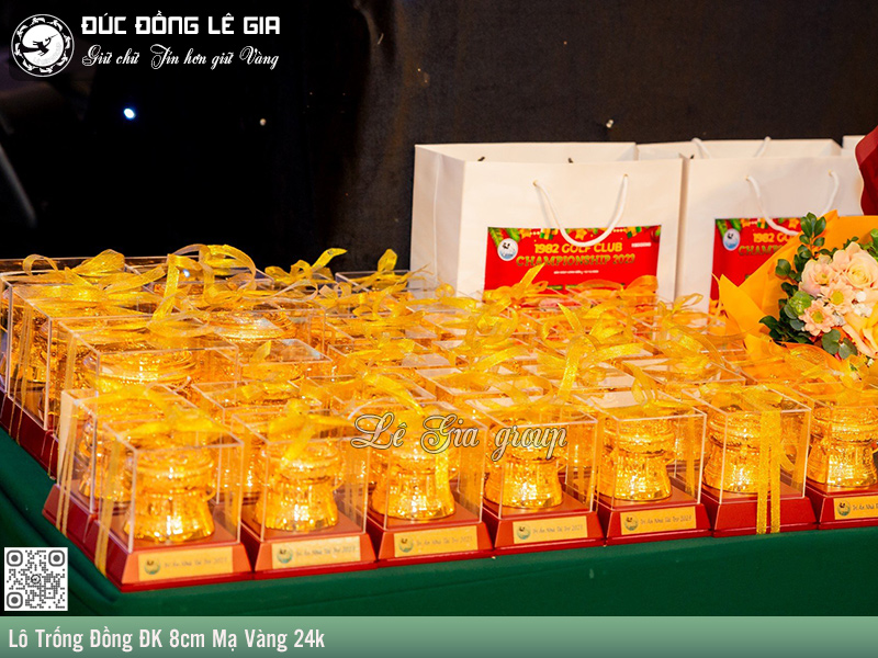 Ảnh Hoàn thiện Lô Trống Đồng ĐK 8cm Mạ Vàng 24k