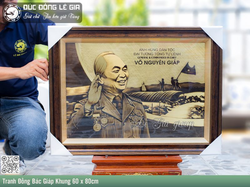 Tranh Bác Giáp Bằng Đồng Khung 60 x 80cm