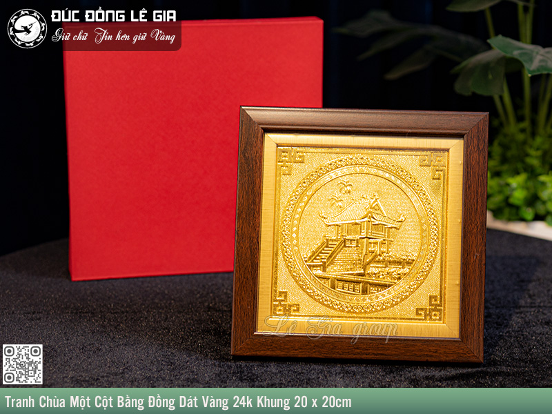 Ảnh Tranh Chùa Một Cột Để Bàn Khung 20 x 20cm