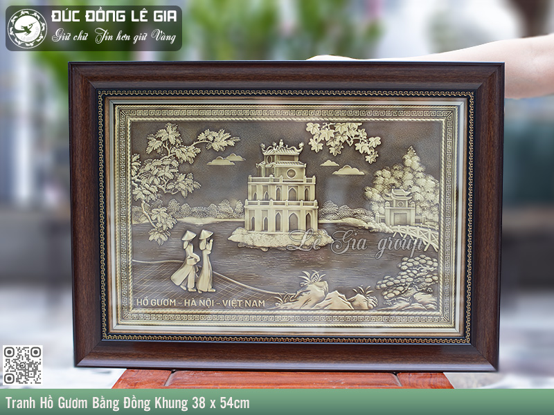 Tranh Hồ Gươm Bằng Đồng Khung 38 x 54cm
