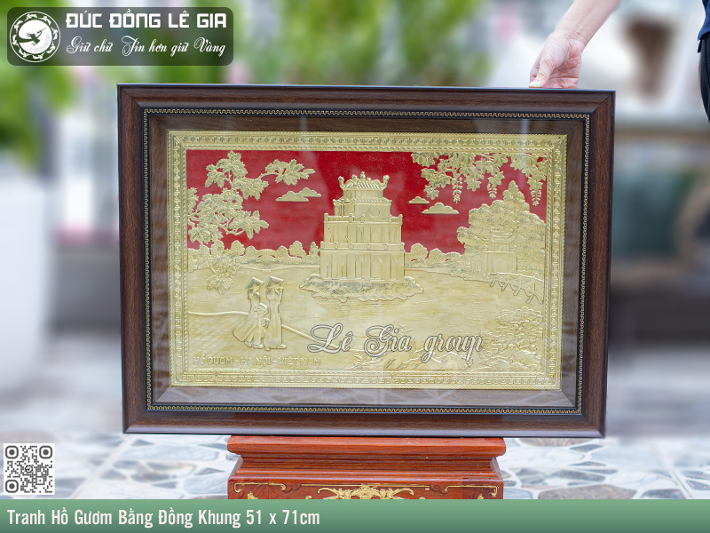 Tranh Hồ Gươm Bằng Đồng Khung 51 x 71cm