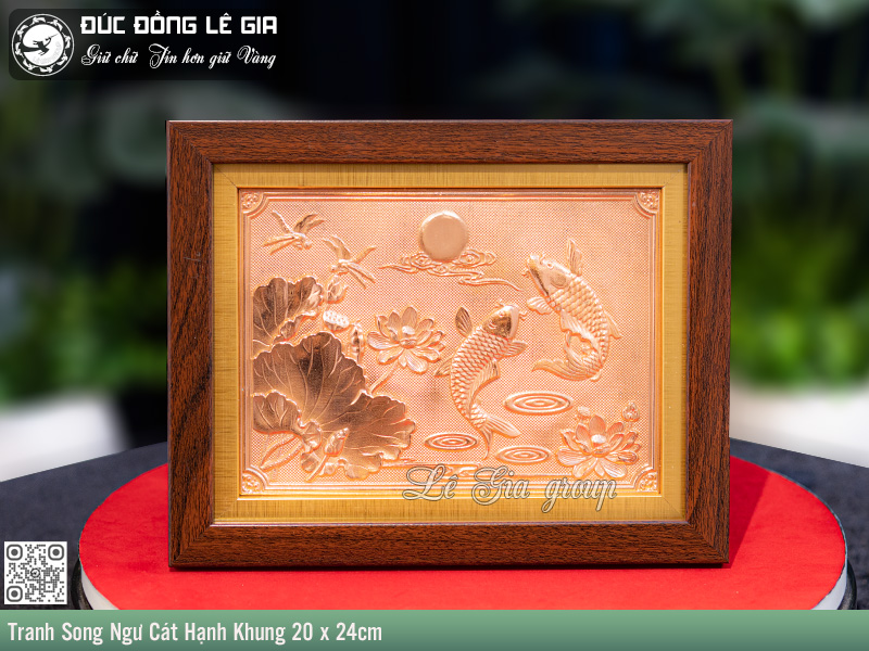 Ảnh Tranh Song Ngư Cát Hạnh Khung 20 x 24cm